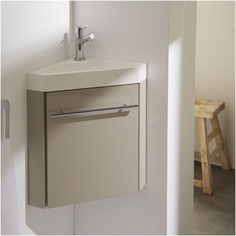 Exceptional Meuble Wc D Angle #10: Meuble Lave-mains Du0027angle Couleur Daim Avec Mitigeur Eau Chaude/eau Froide Exceptional Meuble Wc D Angle #10: Meuble Lave-mains Du0027angle Couleur Daim Avec Mitigeur Eau Chaude/eau Froide