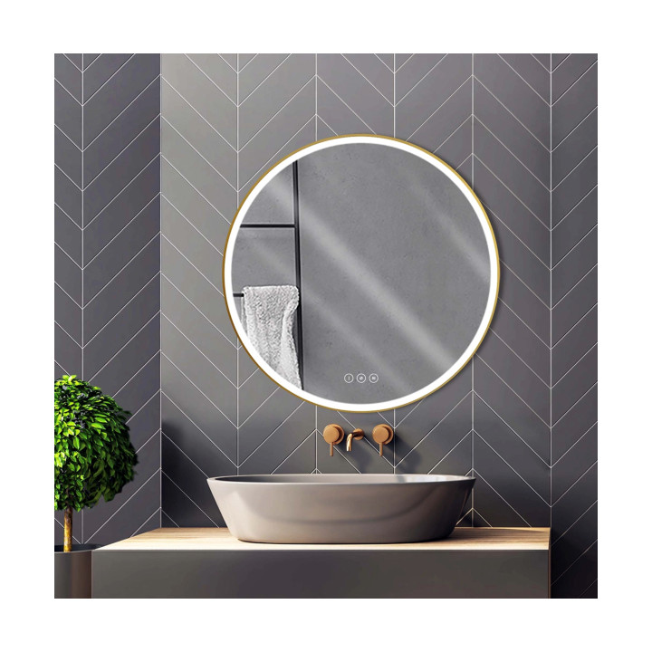 Miroir Salle de Bain Led Rond Doré - Ø60 CM - SOLAR