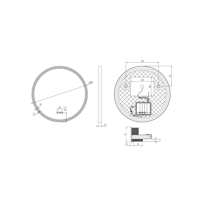 Miroir Salle de Bain Led Rond Doré - Ø60 CM - SOLAR