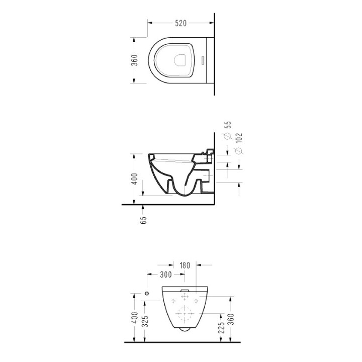 Cuvette supendue avec abattant magnétique