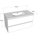 Meuble salle de bain 100 cm - Plan vasque céramique - Effet bois strié - A suspendre - Karaib 2