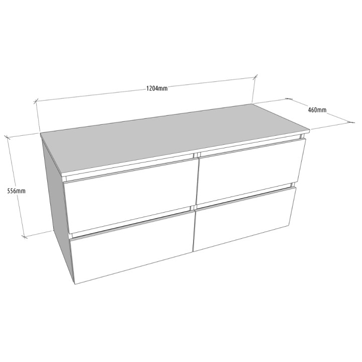 Meuble salle de bain 120 cm pour vasque à poser - Blanc mat - A suspendre - Karaib 2