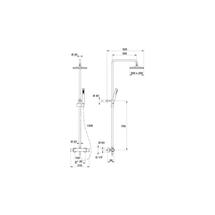 Colonne de douche thermostatique  Elle et Lui Thermo confort