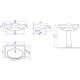 Lavabo colonne rétro 80x87 cm en céramique blanc