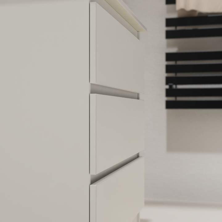 Meuble salle de bain 80 cm A poser - Plan vasque céramique - Blanc mat - Karaib 2