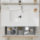 Meuble salle de bain 80 cm A poser - Plan vasque céramique - Effet bois strié - Karaib 2