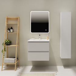 Meuble salle de bain 60 cm - Plan vasque céramique - Blanc mat - A suspendre - Karaib 2