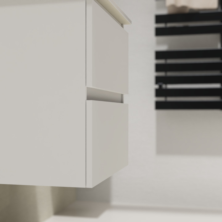 Meuble salle de bain 60 cm - Plan vasque céramique - Blanc mat - A suspendre - Karaib 2