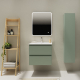 Meuble salle de bain 60 cm - Plan vasque céramique - Vert mat - A suspendre - Karaib 2