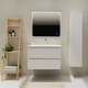 Meuble salle de bain 80 cm - Plan vasque céramique - Blanc mat - A suspendre - Karaib 2