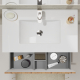 Meuble salle de bain 80 cm - Plan vasque céramique - Effet bois strié - A suspendre - Karaib 2