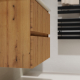 Meuble salle de bain 80 cm - Plan vasque céramique - Effet bois strié - A suspendre - Karaib 2