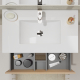 Meuble salle de bain 80 cm - Plan vasque céramique - Effet chêne sonoma - A suspendre - Karaib 2