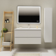 Meuble salle de bain 100 cm - Plan vasque céramique - Blanc mat - A suspendre - Karaib 2