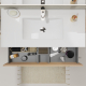 Meuble salle de bain 100 cm - Plan vasque céramique - Effet chêne sonoma - A suspendre - Karaib 2