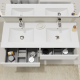 Meuble salle de bain 120 cm - Double vasque céramique - Blanc mat - A suspendre - Karaib 2