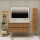 Meuble salle de bain 120 cm - Double vasque céramique - Effet bois strié - A suspendre - Karaib 2