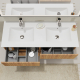 Meuble salle de bain 120 cm - Double vasque céramique - Effet bois strié - A suspendre - Karaib 2