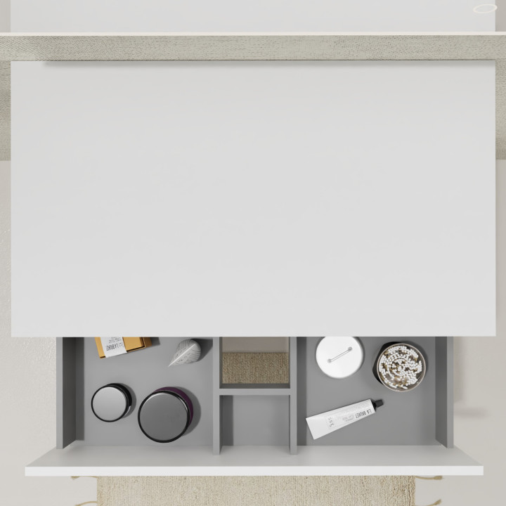 Meuble salle de bain 80 cm pour vasque à poser - Blanc mat - A suspendre - Karaib 2