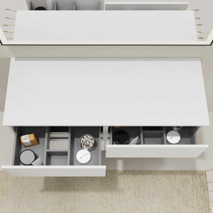 Meuble salle de bain 120 cm pour vasque à poser - Blanc mat - A suspendre - Karaib 2