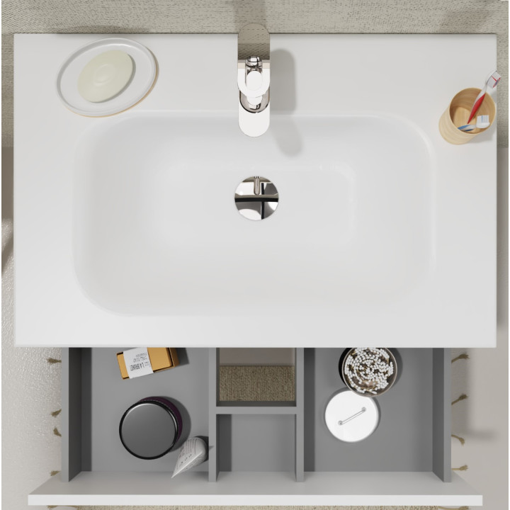 ENS. MEUBLE ET PLAN VASQUE KARAIB V2 700 BLANC MAT