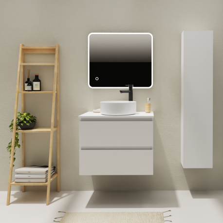 ENS. MEUBLE + PLAN NON PERCE KARAIB V2 700 BLANC MAT