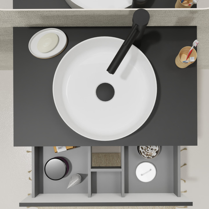 ENS. MEUBLE + PLAN NON PERCE KARAIB V2 700 NOIR MAT