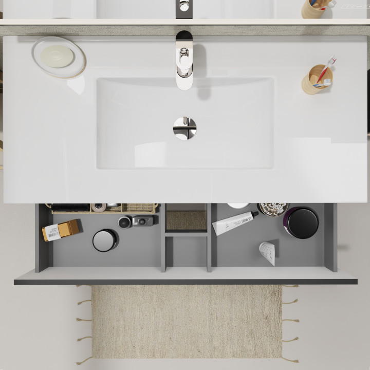 ENS. MEUBLE ET PLAN VASQUE KARAIB V2 1000 NOIR MAT