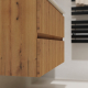 Meuble salle de bain 100 cm - Plan vasque céramique - Effet bois strié - A suspendre - Karaib 2