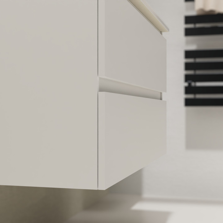 Meuble salle de bain 100 cm - Plan vasque céramique - Blanc mat - A suspendre - Karaib 2