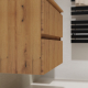 Meuble salle de bain 80 cm pour vasque à poser - Effet bois strié - A suspendre - Karaib 2