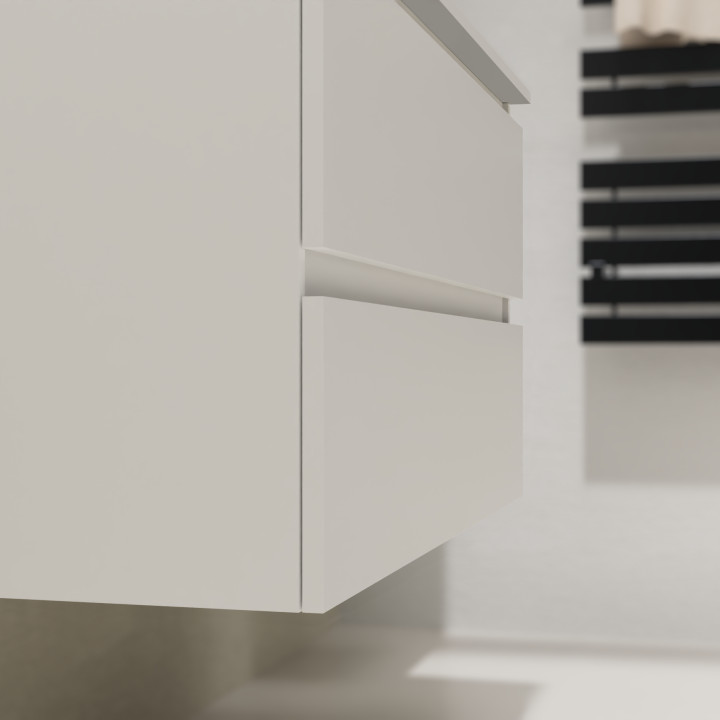 Meuble salle de bain 100 cm pour vasque à poser - Blanc mat - A suspendre - Karaib 2