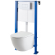 Pack WC suspendu gain de place bâti universel Ero + cuvette sans bride blanc brillant Turbi