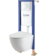 Pack WC suspendu gain de place bâti universel SIAMP + cuvette sans bride blanc brillant Turbi