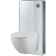 Pack WC suspendu gain de place bâti mural verre blanc + cuvette sans bride Turbi