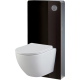 Pack WC suspendu gain de place bâti mural verre noir + cuvette sans bride Turbi