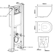 Pack WC suspendu gain de place bâti universel SIAMP + cuvette sans bride blanc brillant Turbi