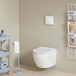 Pack WC suspendu gain de place bâti universel SIAMP + cuvette sans bride blanc brillant Turbi