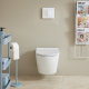 Pack WC suspendu gain de place bâti universel SIAMP + cuvette sans bride blanc brillant Turbi