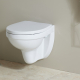 Cuvette suspendue NF blanche en céramique + abattant blanc