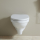 Cuvette suspendue NF blanche en céramique + abattant blanc