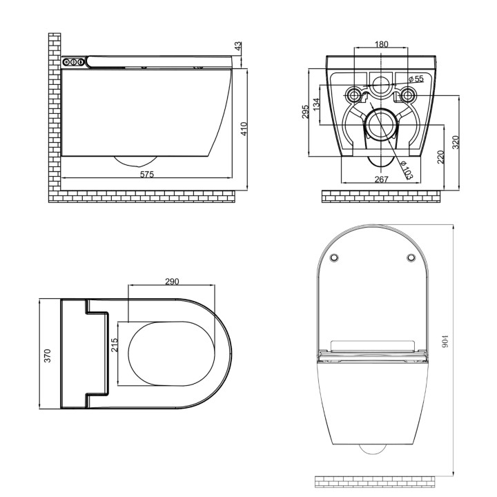 Cuvette lavante suspendue – WC japonais sans bride - tesa