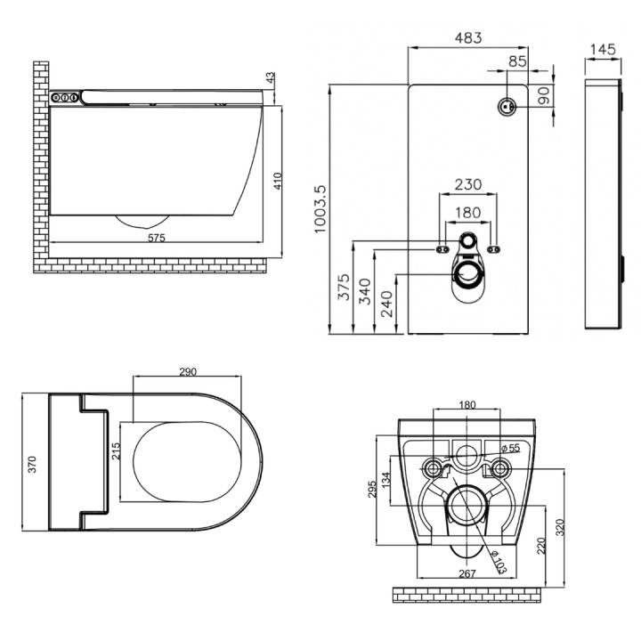 Pack WC bati support mural avec cuvette lavante - Façade blanche -Wc japonais - Tesa