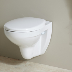 Cuvette WC suspendu NF blanche en céramique + abattant blanc - Sydney