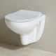 Cuvette WC suspendu NF sans bride en céramique + abattant frein de chute - Geo