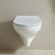 Cuvette WC suspendu NF sans bride en céramique + abattant frein de chute - Geo
