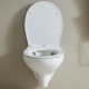 Cuvette WC suspendu NF sans bride en céramique + abattant frein de chute - Geo