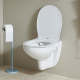 Cuvette WC suspendu NF sans bride en céramique + abattant frein de chute - Geo