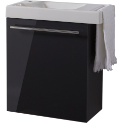 Meuble gris anthracite Solo avec lave-mains et porte serviette intégré pour Robinet à gauche