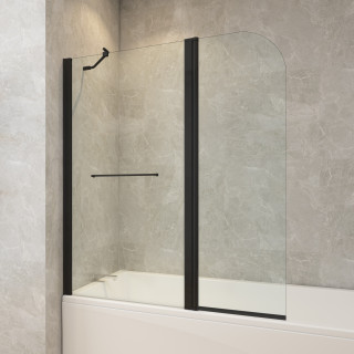 PARE BAIN INFINI CURVE + VOLET 120+ BRAS DE FIXATION NOIR MAT